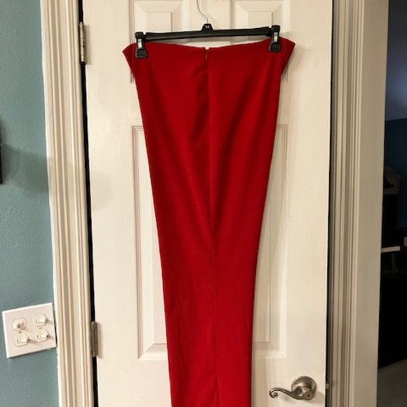 WILDLIFE NEW YORK - Size 12 - Red Flared Pants w/ Floral Embroidered Pattern - Picture 7 of 11